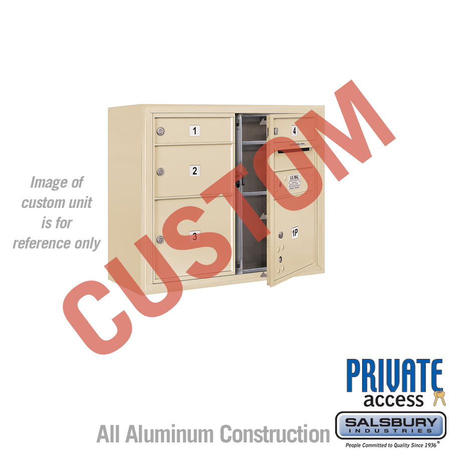 Surface Mounted 4C Horizontal Mailbox Unit (Includes 3706D-CSFP Mailbox, 3806D-SAN Enclosure and Master Commercial Locks) - 6 Door High Unit (24 1/2 Inches) - Double Column - Custom Unit - Sandstone - Front Loading - Private Access