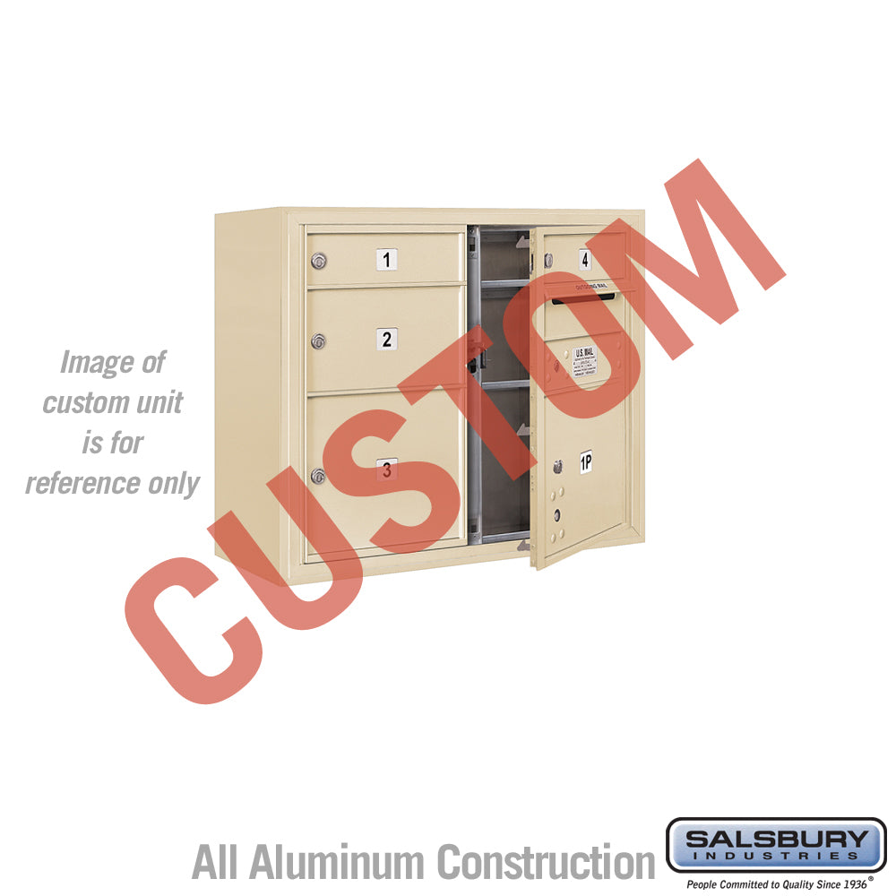 Surface Mounted 4C Horizontal Mailbox Unit (Includes 3706D-CSFU Mailbox and 3806D-SAN Enclosure) - 6 Door High Unit (24 1/2 Inches) - Double Column - Custom Unit - Sandstone - Front Loading - USPS Access