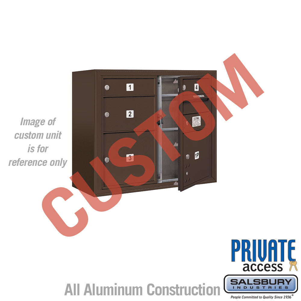 Surface Mounted 4C Horizontal Mailbox Unit (Includes 3706D-CZFP Mailbox, 3806D-BRZ Enclosure and Master Commercial Locks) - 6 Door High Unit (24 1/2 Inches) - Double Column - Custom Unit - Bronze - Front Loading - Private Access