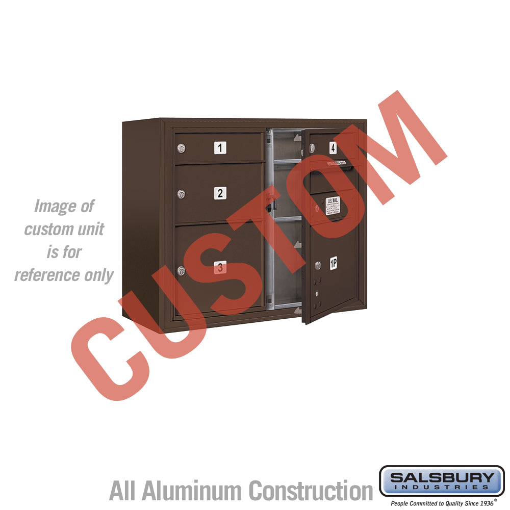 Surface Mounted 4C Horizontal Mailbox Unit (Includes 3706D-CZFU Mailbox and 3806D-BRZ Enclosure) - 6 Door High Unit (24 1/2 Inches) - Double Column - Custom Unit - Bronze - Front Loading - USPS Access