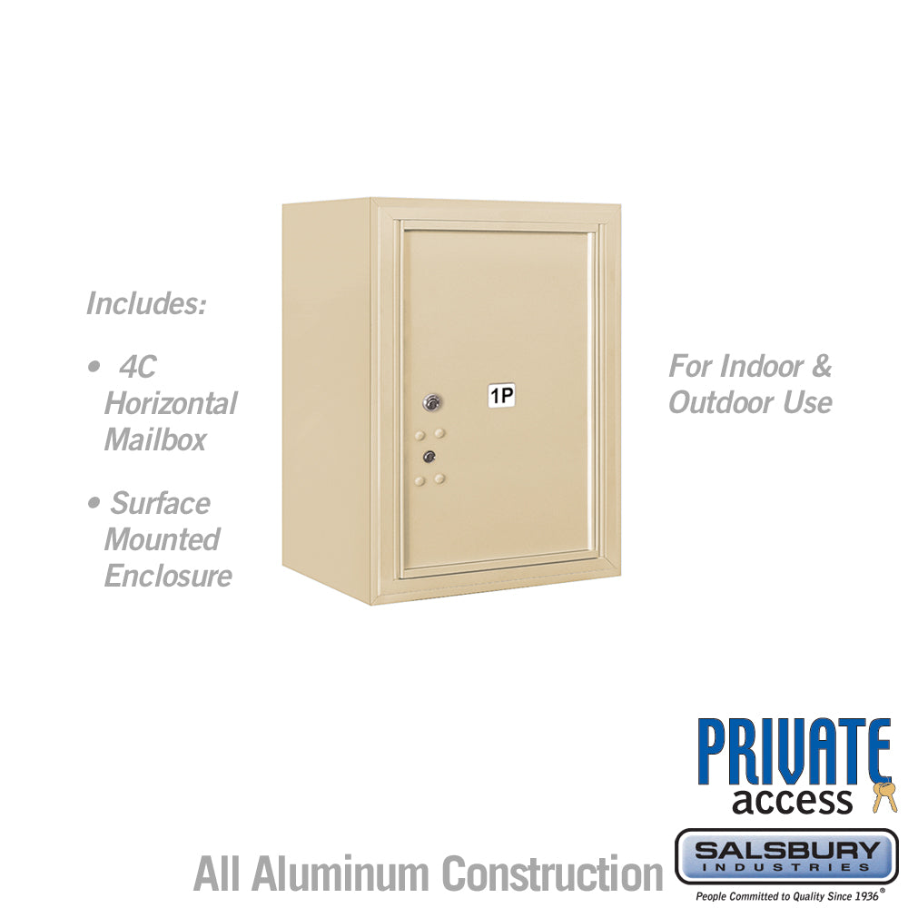 6 Door High Surface Mounted 4C Horizontal Parcel Locker with 1 Parcel Locker in Sandstone with Private Access