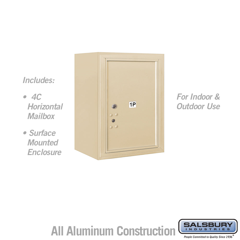 6 Door High Surface Mounted 4C Horizontal Parcel Locker with 1 Parcel Locker in Sandstone with USPS Access