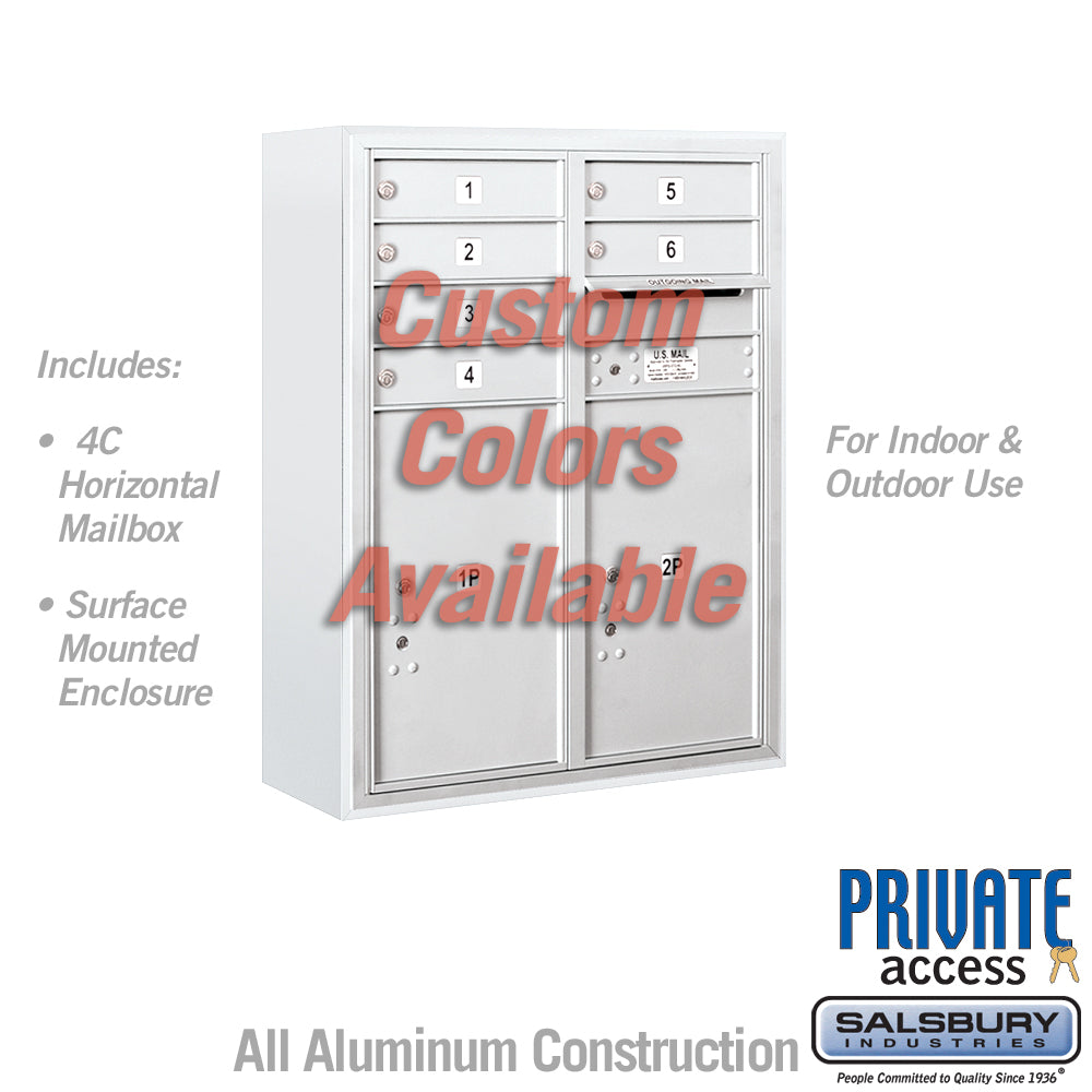 Surface Mounted 4C Horizontal Mailbox Unit (Includes 3710D-06CFP Mailbox, 3810D-C Enclosure and Master Commercial Locks) - 10 Door High Unit (38 1/2 Inches) - Double Column - 6 MB1 Doors / 2 PL6's - Custom - Front Loading - Private Access