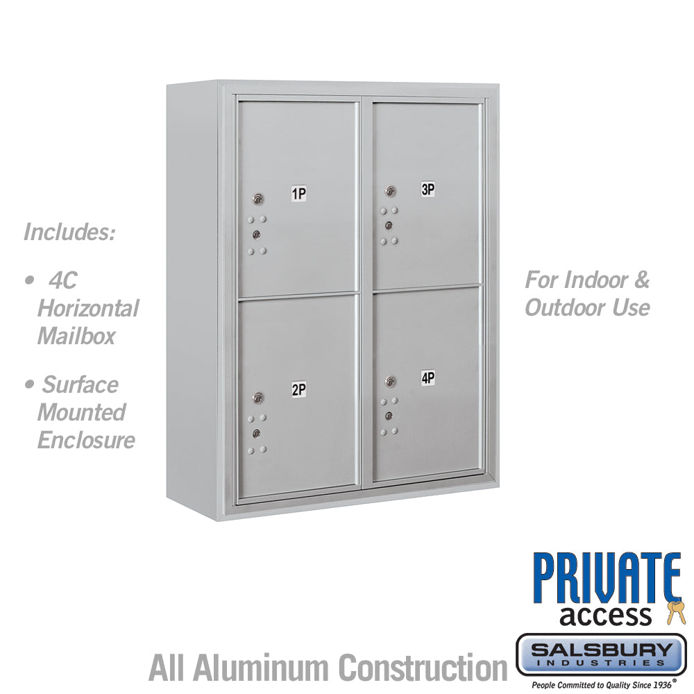 10 Door High Surface Mounted 4C Horizontal Parcel Locker with 4 Parcel Lockers in Aluminum with Private Access 