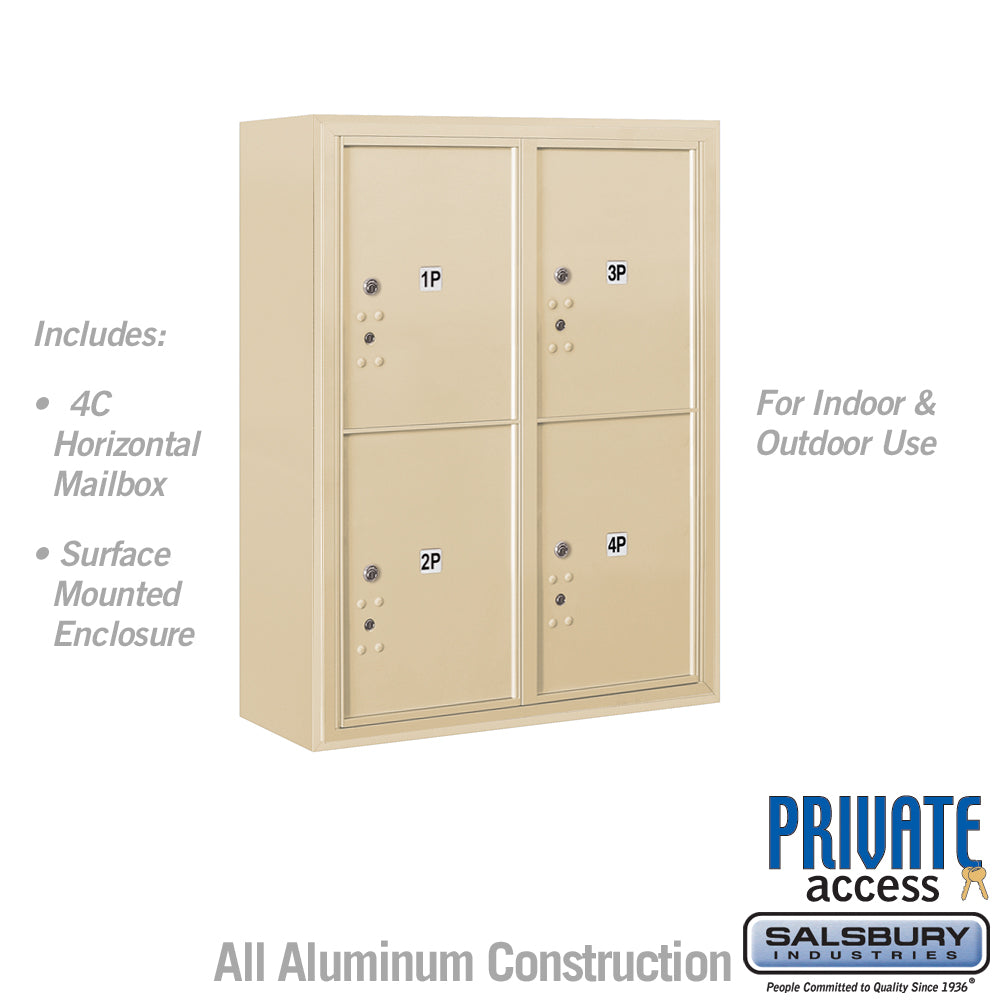 10 Door High Surface Mounted 4C Horizontal Parcel Locker with 4 Parcel Lockers in Sandstone with Private Access 