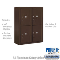 Thumbnail for 10 Door High Surface Mounted 4C Horizontal Parcel Locker with 4 Parcel Lockers in Bronze with Private Access 