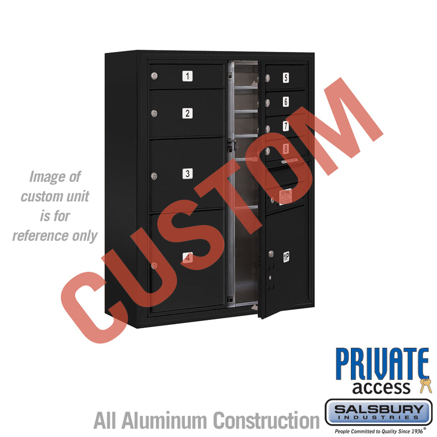 Surface Mounted 4C Horizontal Mailbox Unit (Includes 3710D-CBFP Mailbox, 3810D-BLK Enclosure and Master Commercial Locks) - 10 Door High Unit (38 1/2 Inches) - Double Column - Custom Unit - Black - Front Loading - Private Access