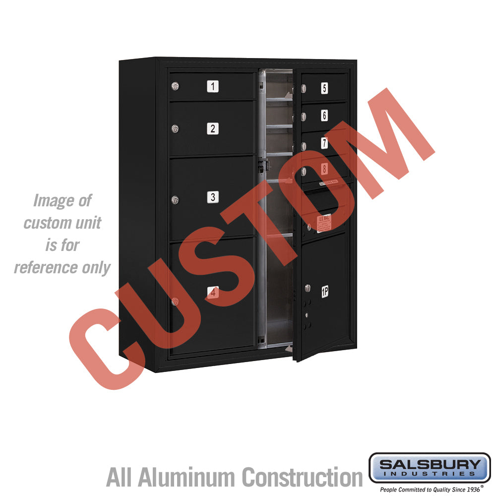 Surface Mounted 4C Horizontal Mailbox Unit (Includes 3710D-CBFU Mailbox and 3810D-BLK Enclosure) - 10 Door High Unit (38 1/2 Inches) - Double Column - Custom Unit - Black - Front Loading - USPS Access