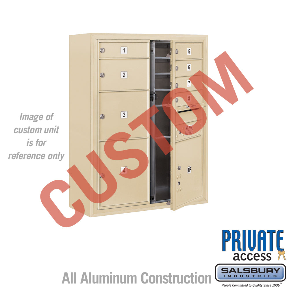 Surface Mounted 4C Horizontal Mailbox Unit (Includes 3710D-CSFP Mailbox, 3810D-SAN Enclosure and Master Commercial Locks) - 10 Door High Unit (38 1/2 Inches) - Double Column - Custom Unit - Sandstone - Front Loading - Private Access