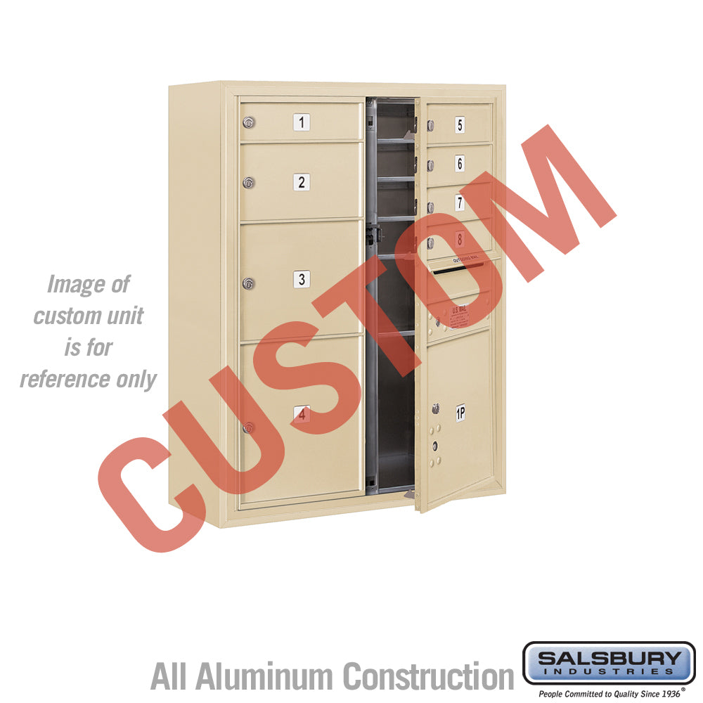 Surface Mounted 4C Horizontal Mailbox Unit (Includes 3710D-CSFU Mailbox and 3810D-SAN Enclosure) - 10 Door High Unit (38 1/2 Inches) - Double Column - Custom Unit - Sandstone - Front Loading - USPS Access