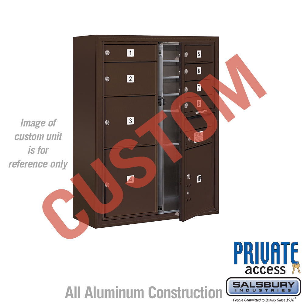 Surface Mounted 4C Horizontal Mailbox Unit (Includes 3710D-CZFP Mailbox, 3810D-BRZ Enclosure and Master Commercial Locks) - 10 Door High Unit (38 1/2 Inches) - Double Column - Custom Unit - Bronze - Front Loading - Private Access