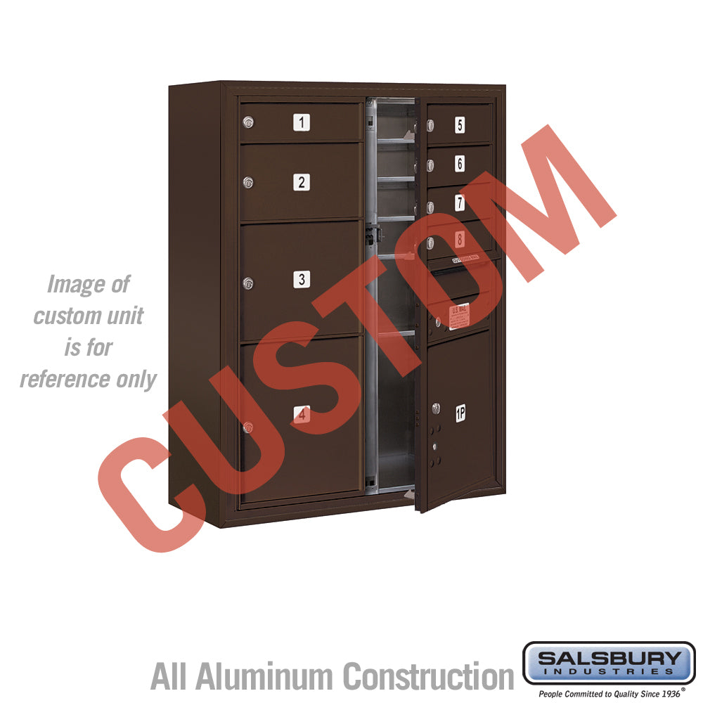 Surface Mounted 4C Horizontal Mailbox Unit (Includes 3710D-CZFU Mailbox and 3810D-BRZ Enclosure) - 10 Door High Unit (38 1/2 Inches) - Double Column - Custom Unit - Bronze - Front Loading - USPS Access