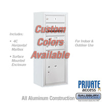 Thumbnail for Surface Mounted 4C Horizontal Mailbox Unit (Includes 3710S-03CFP Mailbox, 3810S-CST Enclosure and Master Commercial Locks) - 10 Door High Unit (38 1/2 Inches) - Single Column - 3 MB1 Doors / 1 PL5 - Custom Color - Front Loading - Private Access