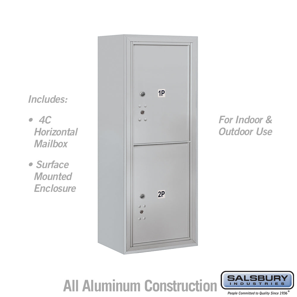 10 Door High Surface Mounted 4C Horizontal Parcel Locker with 2 Parcel Lockers in Aluminum with USPS Access