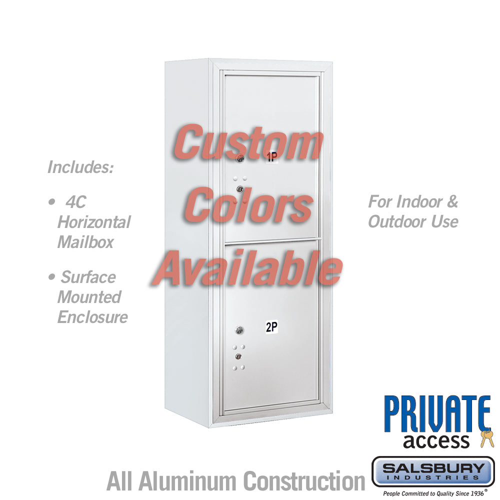 Surface Mounted 4C Horizontal Mailbox Unit (Includes 3710S-2PCFP Parcel Locker, 3810S-CST Enclosure and Master Commercial Locks) - 10 Door High Unit (38 1/2 Inches) - Single Column - 2 PL5's - Custom Color - Front Loading - Private Access