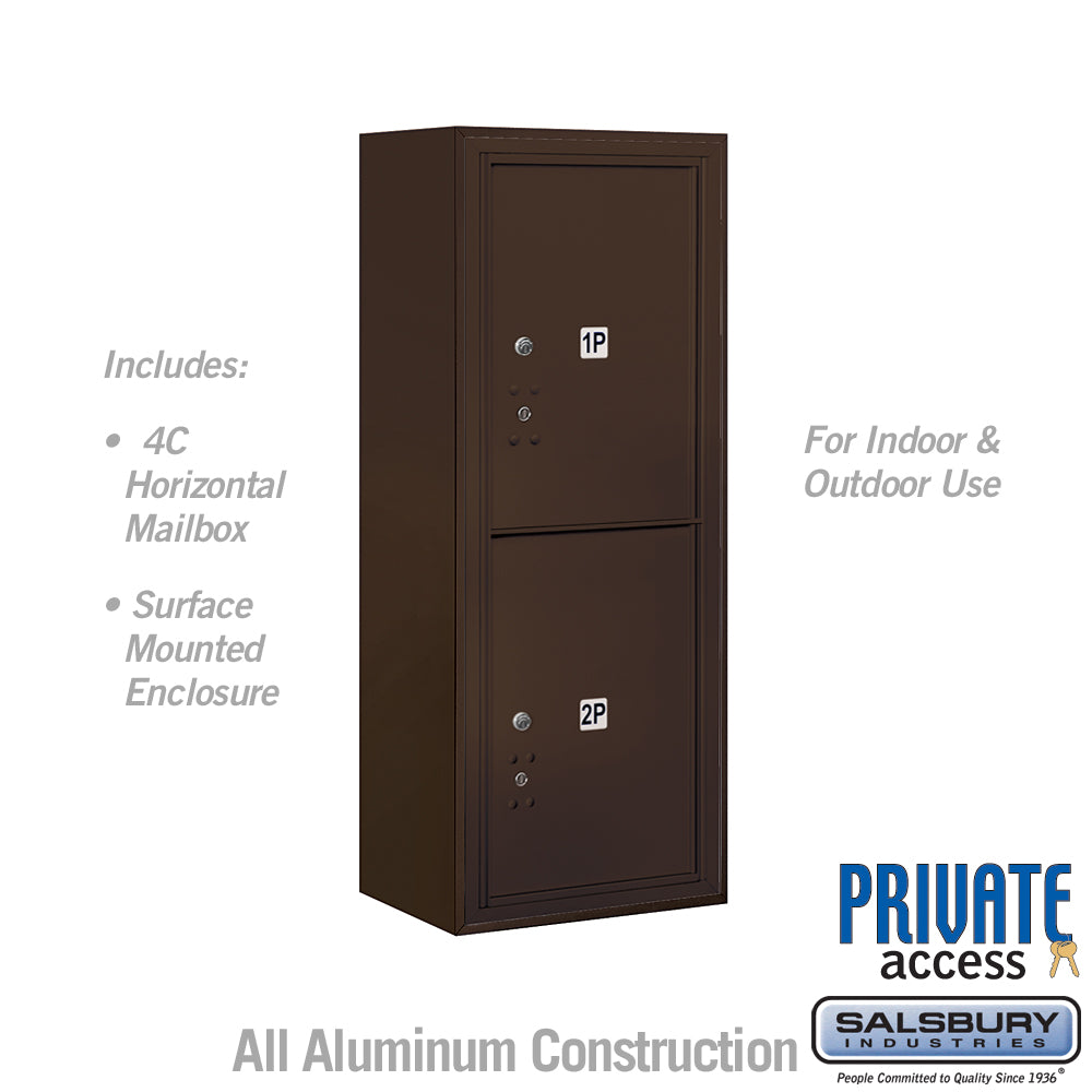 10 Door High Surface Mounted 4C Horizontal Parcel Locker with 2 Parcel Lockers in Bronze with Private Access