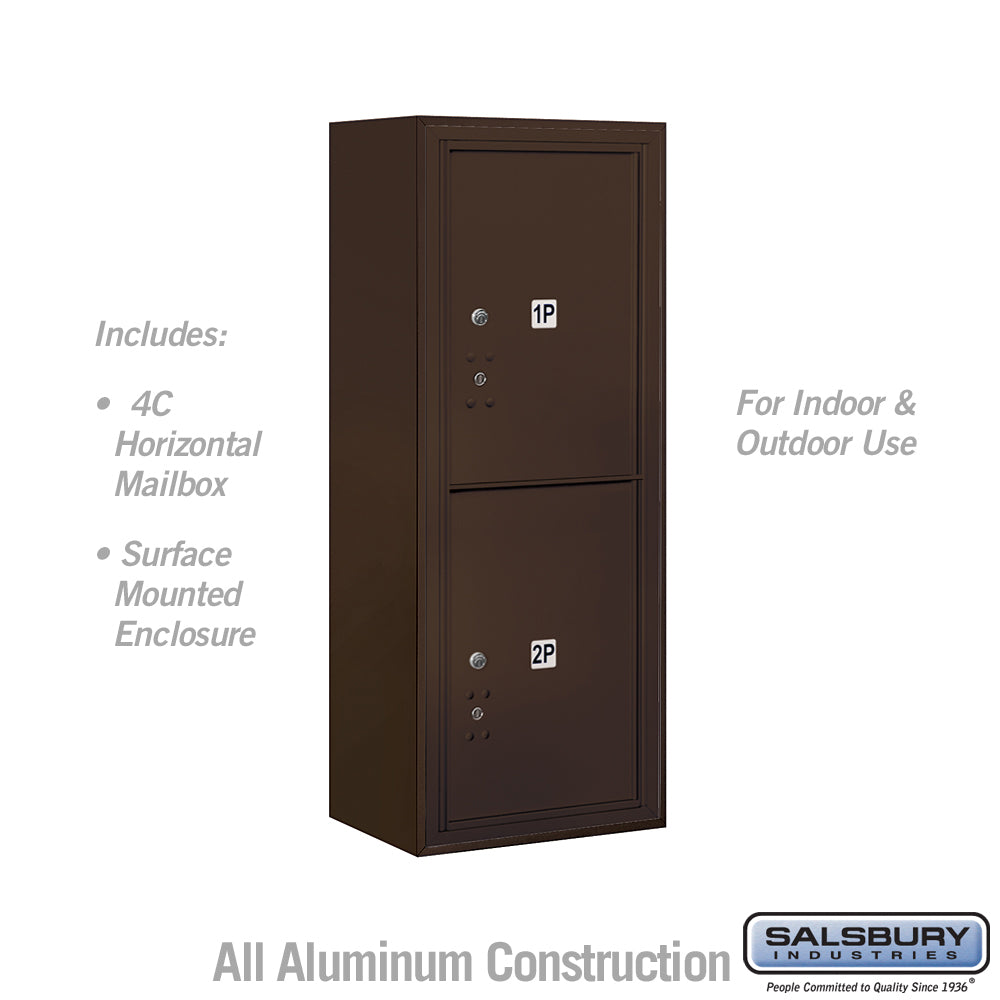 10 Door High Surface Mounted 4C Horizontal Parcel Locker with 2 Parcel Lockers in Bronze with USPS Access