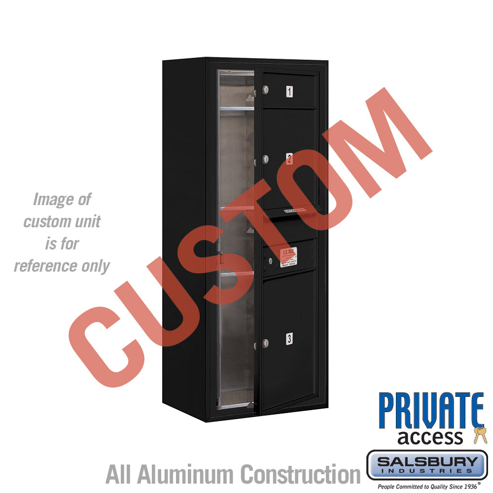 Surface Mounted 4C Horizontal Mailbox Unit (Includes 3710S-CBFP Mailbox, 3810S-BLK Enclosure and Master Commercial Locks) - 10 Door High Unit (38 1/2 Inches) - Single Column - Custom Unit - Black - Front Loading - Private Access