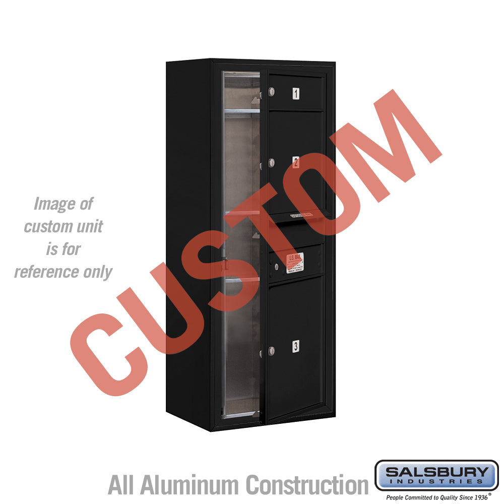 Surface Mounted 4C Horizontal Mailbox Unit (Includes 3710S-CBFU Mailbox and 3810S-BLK Enclosure) - 10 Door High Unit (38 1/2 Inches) - Single Column - Custom Unit - Black - Front Loading - USPS Access