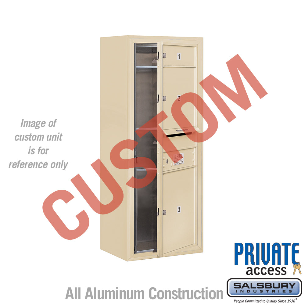 Surface Mounted 4C Horizontal Mailbox Unit (Includes 3710S-CSFP Mailbox, 3810S-SAN Enclosure and Master Commercial Locks) - 10 Door High Unit (38 1/2 Inches) - Single Column - Custom Unit - Sandstone - Front Loading - Private Access