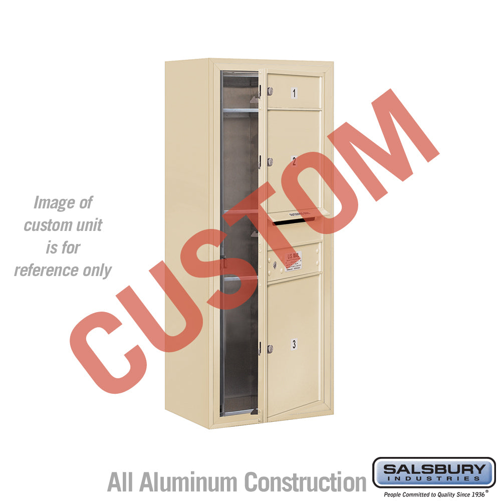 Surface Mounted 4C Horizontal Mailbox Unit (Includes 3710S-CSFU Mailbox and 3810S-SAN Enclosure) - 10 Door High Unit (38 1/2 Inches) - Single Column - Custom Unit - Sandstone - Front Loading - USPS Access