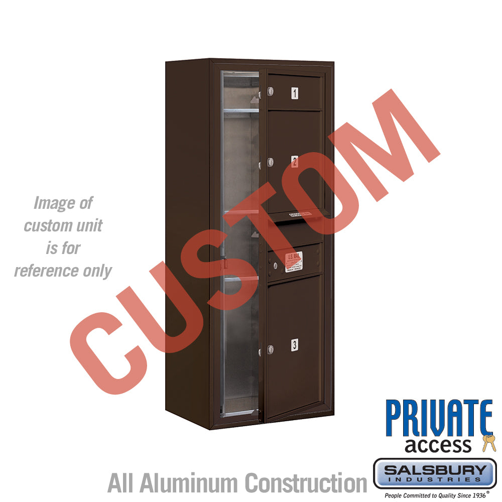 Surface Mounted 4C Horizontal Mailbox Unit (Includes 3710S-CZFP Mailbox, 3810S-BRZ Enclosure and Master Commercial Locks) - 10 Door High Unit (38 1/2 Inches) - Single Column - Custom Unit - Bronze - Front Loading - Private Access