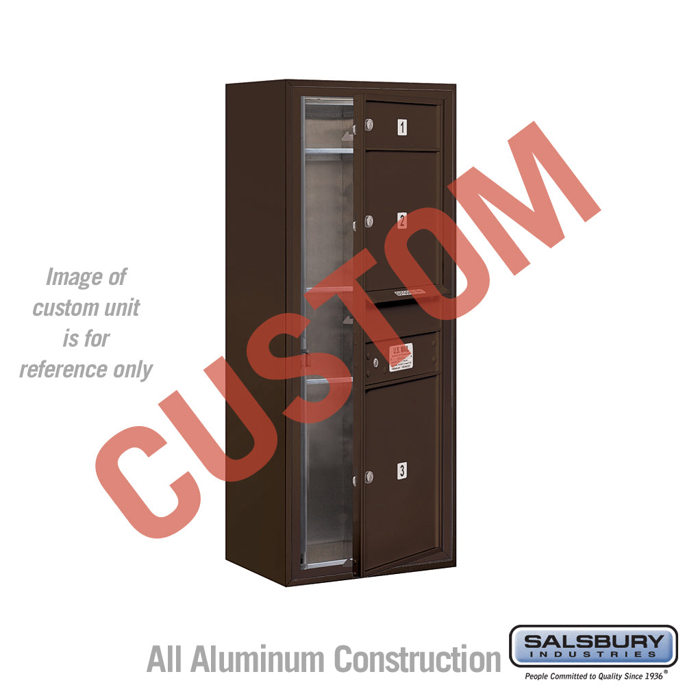 Surface Mounted 4C Horizontal Mailbox Unit (Includes 3710S-CZFU Mailbox and 3810S-BRZ Enclosure) - 10 Door High Unit (38 1/2 Inches) - Single Column - Custom Unit - Bronze - Front Loading - USPS Access