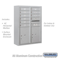 Thumbnail for 11 Door High Surface Mounted 4C Horizontal Mailbox with 10 Doors and 2 Parcel Lockers in Aluminum with USPS Access