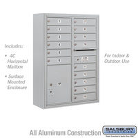 Thumbnail for 11 Door High Surface Mounted 4C Horizontal Mailbox with 15 Doors and 1 Parcel Locker in Aluminum with USPS Access