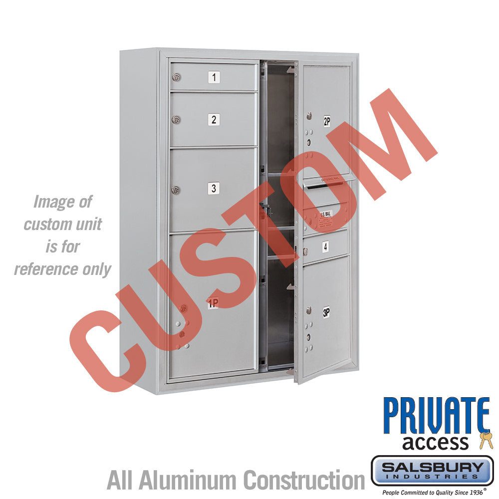 Surface Mounted 4C Horizontal Mailbox Unit (Includes 3711D-CAFP Mailbox, 3811D-ALM Enclosure and Master Commercial Locks) - 11 Door High Unit (42 Inches) - Double Column - Custom Unit - Aluminum - Front Loading - Private Access