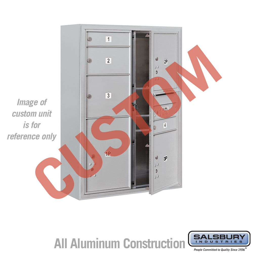 Surface Mounted 4C Horizontal Mailbox Unit (Includes 3711D-CAFU Mailbox and 3811D-ALM Enclosure) - 11 Door High Unit (42 Inches) - Double Column - Custom Unit - Aluminum - Front Loading - USPS Access