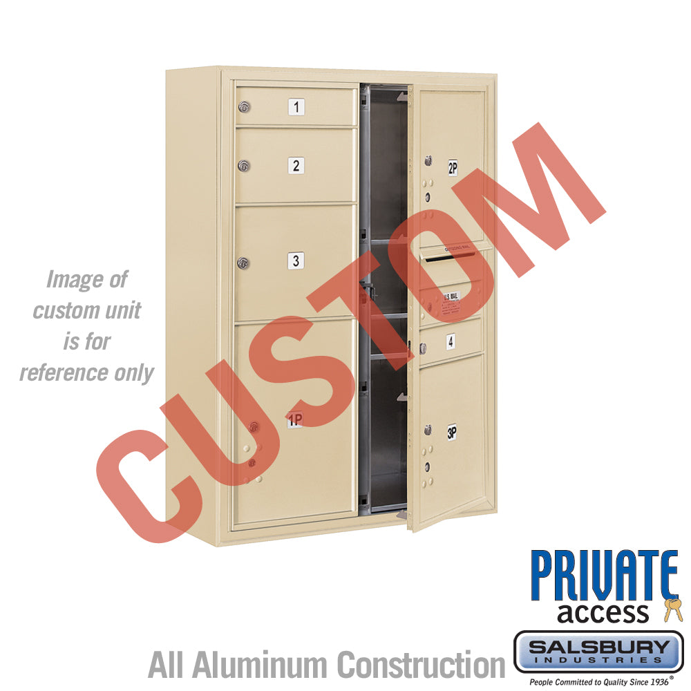 Surface Mounted 4C Horizontal Mailbox Unit (Includes 3711D-CSFP Mailbox, 3811D-SAN Enclosure and Master Commercial Locks) - 11 Door High Unit (42 Inches) - Double Column - Custom Unit - Sandstone - Front Loading - Private Access