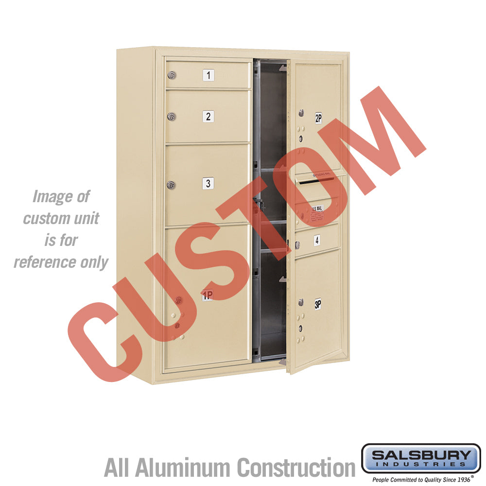 Surface Mounted 4C Horizontal Mailbox Unit (Includes 3711D-CSFU Mailbox and 3811D-SAN Enclosure) - 11 Door High Unit (42 Inches) - Double Column - Custom Unit - Sandstone - Front Loading - USPS Access