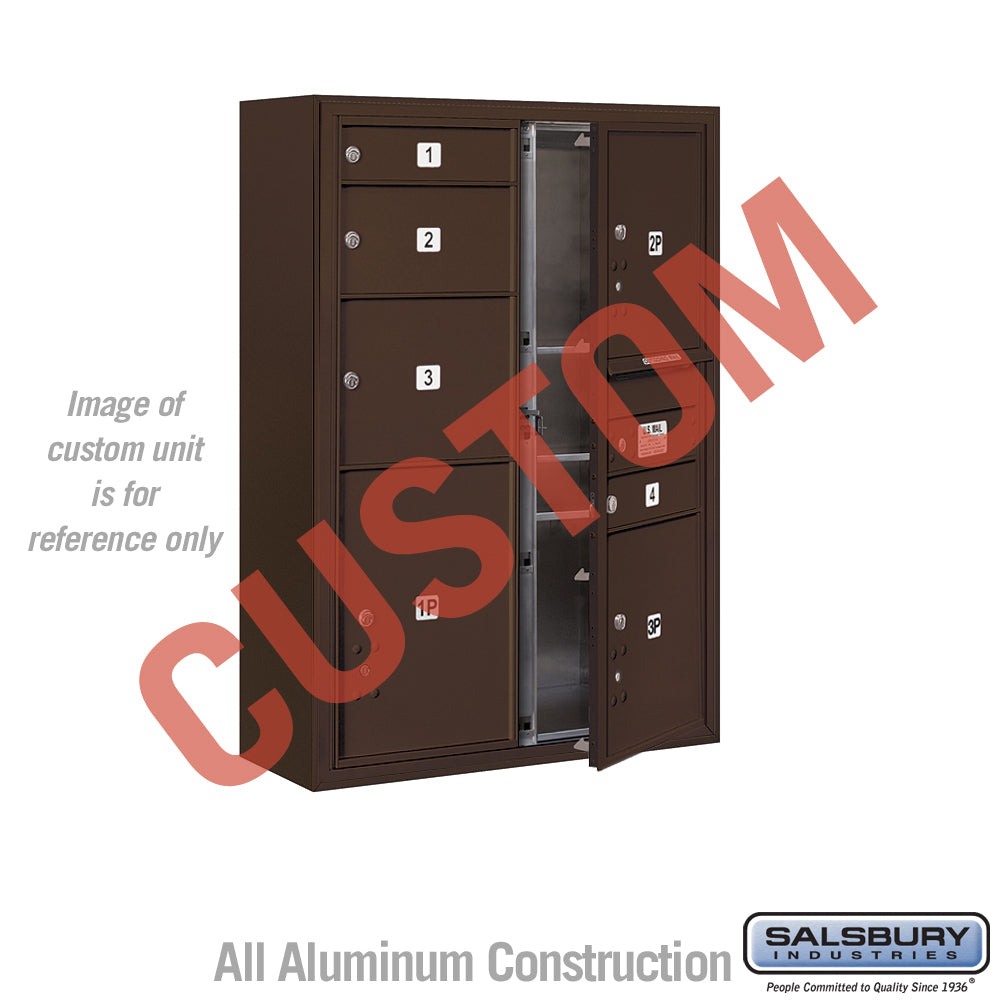 Surface Mounted 4C Horizontal Mailbox Unit (Includes 3711D-CZFU Mailbox and 3811D-BRZ Enclosure) - 11 Door High Unit (42 Inches) - Double Column - Custom Unit - Bronze - Front Loading - USPS Access