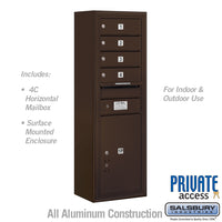 Thumbnail for 11 Door High Surface Mounted 4C Horizontal Mailbox with 4 Doors and 1 Parcel Locker in Bronze with Private Access