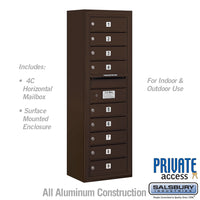 Thumbnail for 11 Door High Surface Mounted 4C Horizontal Mailbox with 9 Doors in Bronze with Private Access