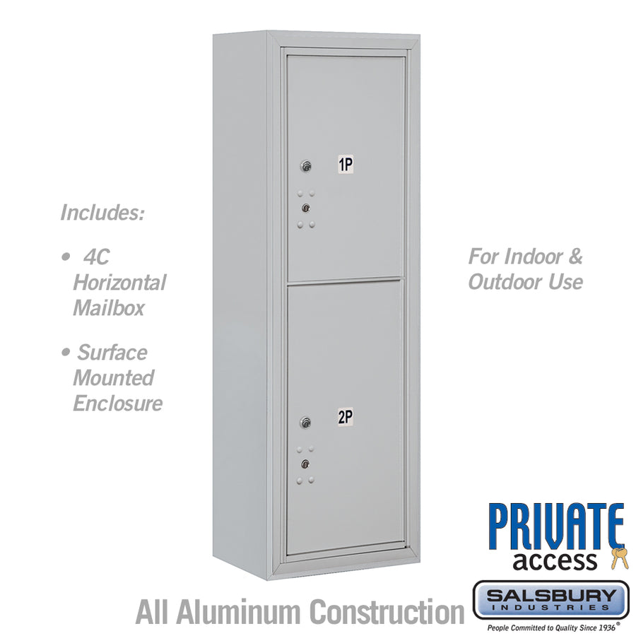 11 Door High Surface Mounted 4C Horizontal Parcel Locker with 2 Parcel Lockers in Aluminum with Private Access