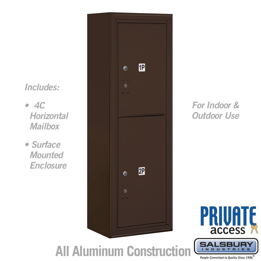 11 Door High Surface Mounted 4C Horizontal Parcel Locker with 2 Parcel Lockers in Bronze with Private Access