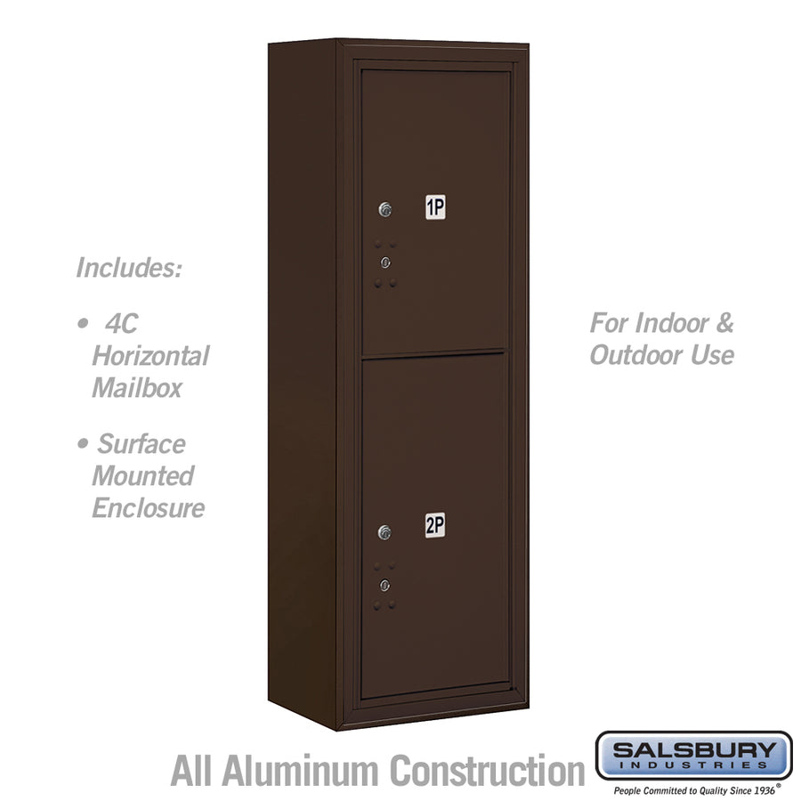 11 Door High Surface Mounted 4C Horizontal Parcel Locker with 2 Parcel Lockers in Bronze with USPS Access