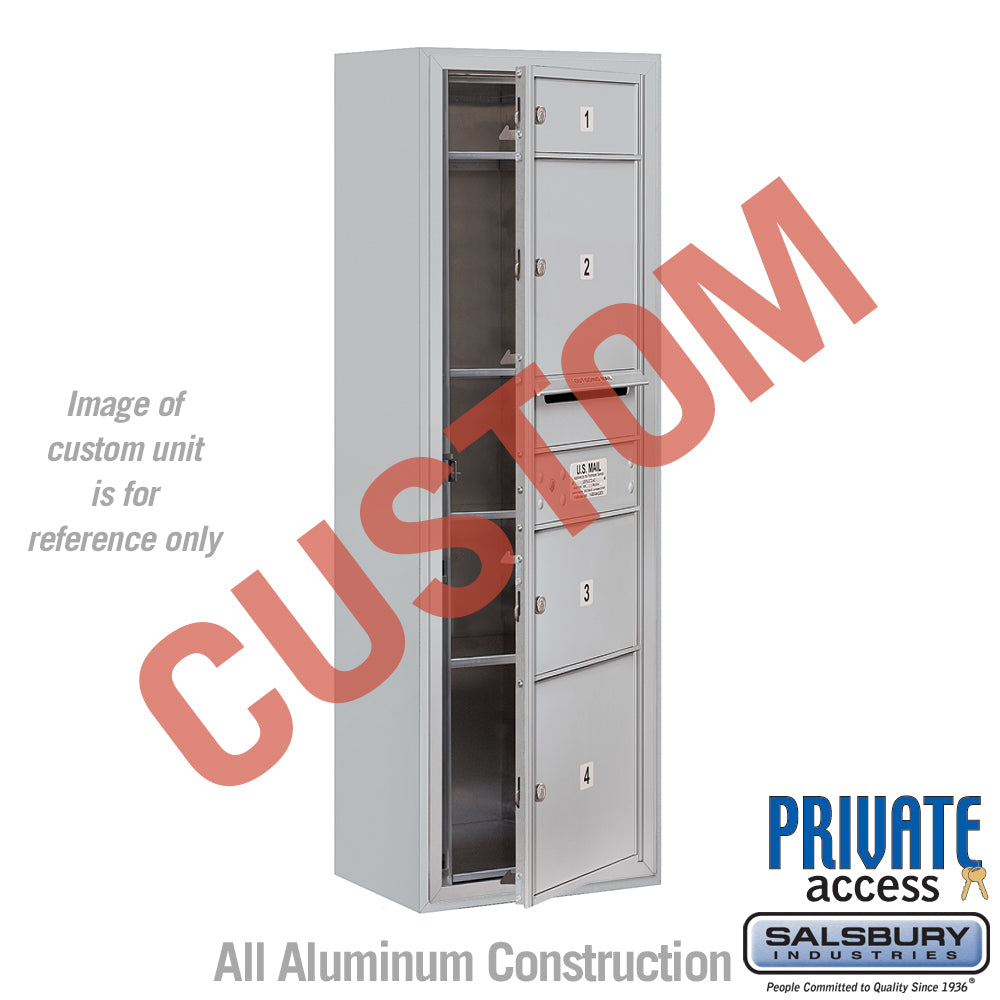 Surface Mounted 4C Horizontal Mailbox Unit (Includes 3711S-CAFP Mailbox, 3811S-ALM Enclosure and Master Commercial Locks) - 11 Door High Unit (42 Inches) - Single Column - Custom Unit - Aluminum - Front Loading - Private Access