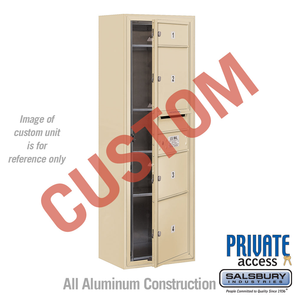 Surface Mounted 4C Horizontal Mailbox Unit (Includes 3711S-CSFP Mailbox, 3811S-SAN Enclosure and Master Commercial Locks) - 11 Door High Unit (42 Inches) - Single Column - Custom Unit - Sandstone - Front Loading - Private Access