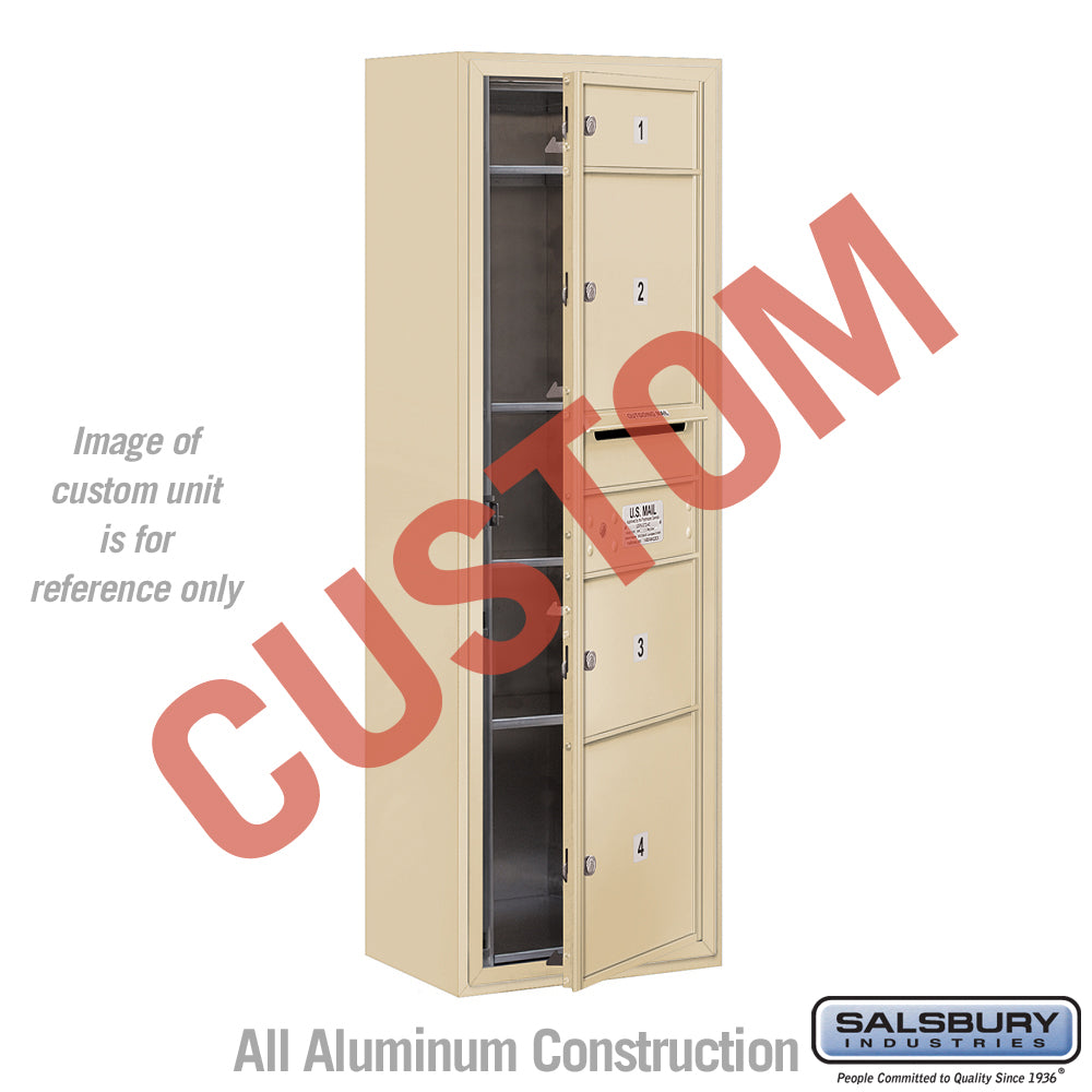 Surface Mounted 4C Horizontal Mailbox Unit (Includes 3711S-CSFU Mailbox and 3811S-SAN Enclosure) - 11 Door High Unit (42 Inches) - Single Column - Custom Unit - Sandstone - Front Loading - USPS Access