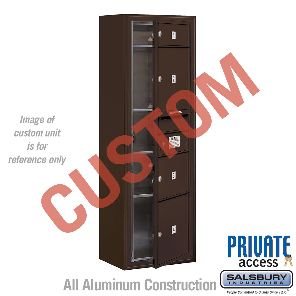 Surface Mounted 4C Horizontal Mailbox Unit (Includes 3711S-CZFP Mailbox, 3811S-BRZ Enclosure and Master Commercial Locks) - 11 Door High Unit (42 Inches) - Single Column - Custom Unit - Bronze - Front Loading - Private Access