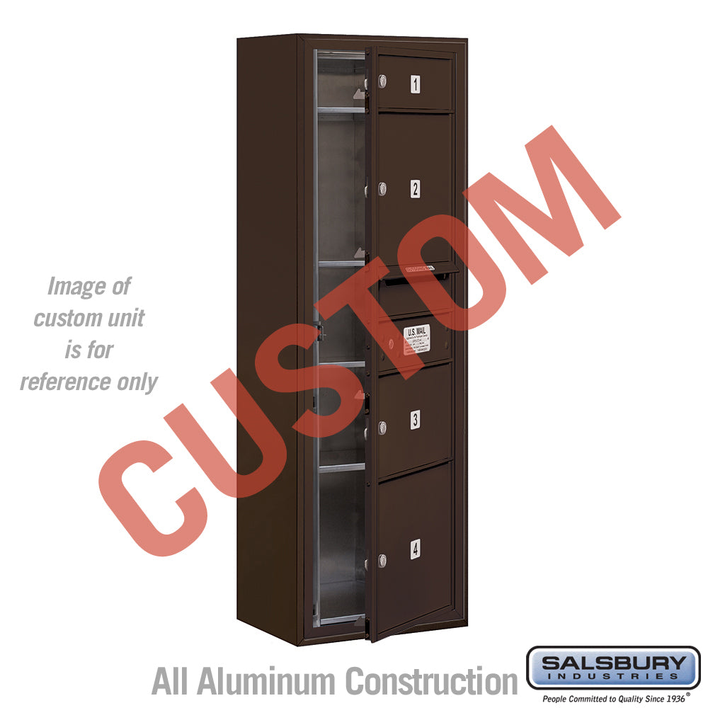 Surface Mounted 4C Horizontal Mailbox Unit (Includes 3711S-CZFU Mailbox and 3811S-BRZ Enclosure) - 11 Door High Unit (42 Inches) - Single Column - Custom Unit - Bronze - Front Loading - USPS Access