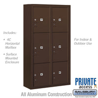 Thumbnail for Maximum Height Surface Mounted 4C Horizontal Parcel Locker with 6 Parcel Lockers in Bronze with Private Access