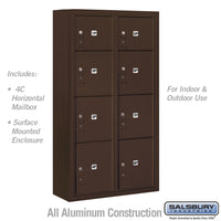 Thumbnail for Maximum Height Surface Mounted 4C Horizontal Parcel Locker with 8 Parcel Lockers in Bronze with USPS Access
