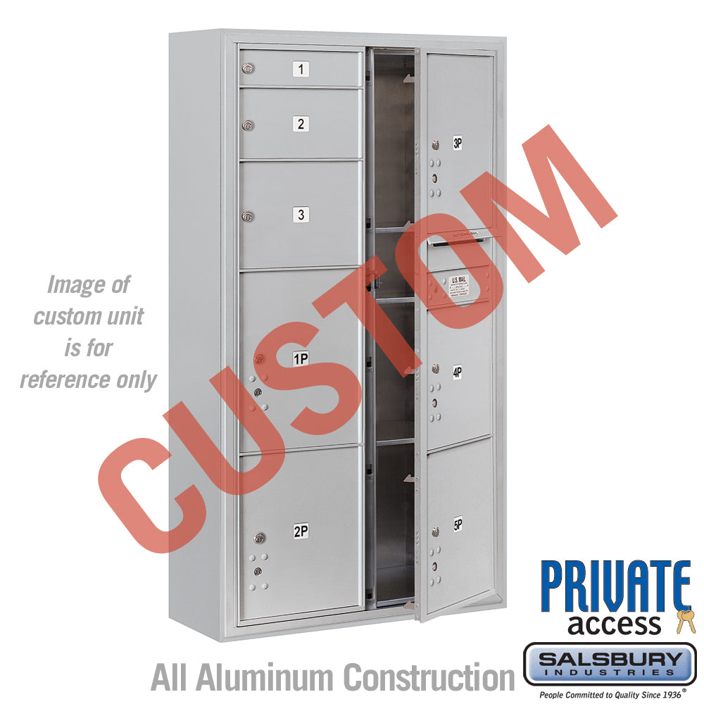 Surface Mounted 4C Horizontal Mailbox Unit (Includes 3716D-CAFP Mailbox, 3816D-ALM Enclosure and Master Commercial Locks) - Maximum Height Unit (57 3/4 Inches) - Double Column - Custom Unit - Aluminum - Front Loading - Private Access