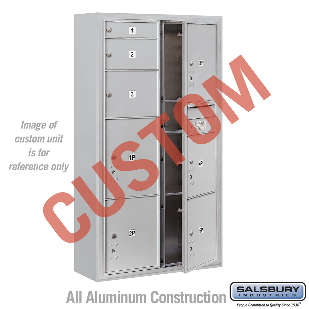 Surface Mounted 4C Horizontal Mailbox Unit (Includes 3716D-CAFU Mailbox and 3816D-ALM Enclosure) - Maximum Height Unit (57 3/4 Inches) - Double Column - Custom Unit - Aluminum - Front Loading - USPS Access