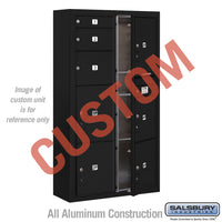 Thumbnail for Surface Mounted 4C Horizontal Mailbox Unit (Includes 3716D-CBFU Mailbox and 3816D-BLK Enclosure) - Maximum Height Unit (57 3/4 Inches) - Double Column - Custom Unit - Black - Front Loading - USPS Access