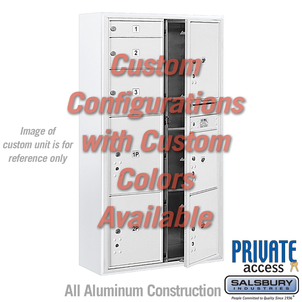 Surface Mounted 4C Horizontal Mailbox Unit (Includes 3716D-CCFP Mailbox, 3816D-CST Enclosure and Master Commercial Locks) - Maximum Height Unit (57 3/4 Inches) - Double Column - Custom Unit - Custom Color - Front Loading - Private Access